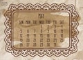 May year 2019 vintage monthly calendar