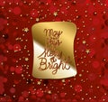 May your days be marry and bright in gold lettering with stars on red background
