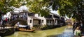 April 2017 - Zhouzhuang, China - tourists crowd Zhouzhuang water Village near Shanghai