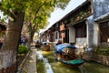 April 2017 - Zhouzhuang, China - tourists crowd Zhouzhuang water Village near Shanghai Royalty Free Stock Photo