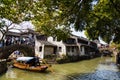 April 2017 - Zhouzhuang, China - tourists crowd Zhouzhuang water Village near Shanghai Royalty Free Stock Photo