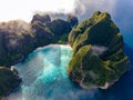 Maya Bay Koh Phi Phi Thailand, Drone aerial view of Maya Bay Koh Phi Phi Thailand