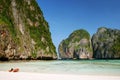 Maya Bay surrounded by limestone cliffs on Phi Phi Leh Island, Krabi Province, Thailand Royalty Free Stock Photo