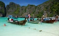 Maya Bay, Thailand: Long Boats at Anchor