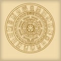 Maya calendar of Mayan or Aztec hieroglyph signs Royalty Free Stock Photo