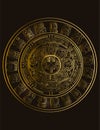Maya calendar of Mayan or Aztec vector hieroglyph signs Royalty Free Stock Photo