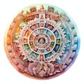 Maya calendar wheel representing the intricate calendrical system illustration Royalty Free Stock Photo