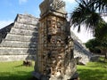 Maya Chichen Itza ruins close up stone head in Yucatan, Mexico Royalty Free Stock Photo