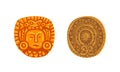 Maya Civilization Symbols Set, Mayan Calendars Cartoon Vector Illustration Royalty Free Stock Photo