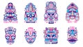 Maya Culture Emblems. Vector Set