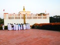 Maya devi temple in lumbini nepal .pilgrims in front of temple