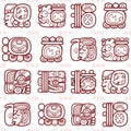 Maya glyphs, Mayan writing system vector seamless pattern - tribal art