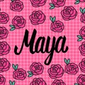 Maya Name card with lovely pink roses. Vector illustration. Royalty Free Stock Photo