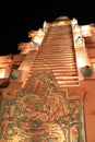 Mayan pyramid stairs at night