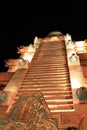 Mayan pyramid stairs at night