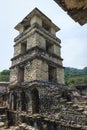 Maya temple ruin observation tower of palace, Palanque, Chiapas, Mexico Royalty Free Stock Photo