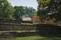 Maya temple ruins with palace and observation tower, Palanque, Chiapas, Mexico Royalty Free Stock Photo