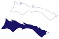 Mayaguana island Commonwealth of The Bahamas, Cenrtal America, Caribbean islands map vector illustration, scribble sketch