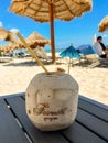 A beachside coconut drink at the Fairmont Mayakoba