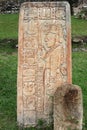 Mayan art stela with hieroglyphics in Tonina