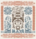 Mayan Aztec Motifs Concept vector illustration, Tattoo Tribal Style. Royalty Free Stock Photo