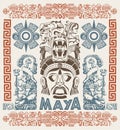 Mayan Aztec Motifs Concept vector illustration, Tattoo Tribal Style.