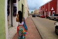 Mayan colonial street in Valladolid in Yucatan, Mexico Royalty Free Stock Photo