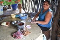 A Mayan descendant making a traditional mayan meal Royalty Free Stock Photo