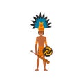 Mayan Indian, Maya civilization character, American tribal culture element vector Illustration on a white background