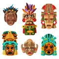 Mayan Mask Cartoon Set