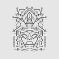 Mayan Mask line style