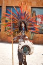 Mayan in ornamental feather headdress Royalty Free Stock Photo