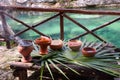 Mayan pots of items for shaman ceremony