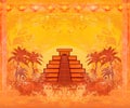 Mayan Pyramid, Chichen-Itza, Mexico card Royalty Free Stock Photo