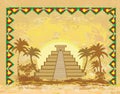 Mayan Pyramid, Chichen-Itza, Mexico - grunge abstract background Royalty Free Stock Photo