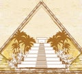 Mayan Pyramid, Chichen-Itza, Mexico - grunge abstract card Royalty Free Stock Photo