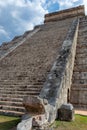Stairs of a Mayan pyramid of Kukulcan El Castillo in Chichen Itza Royalty Free Stock Photo