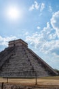 Mayan pyramid of Kukulcan El Castillo in sunny day, Chichen Itza Royalty Free Stock Photo
