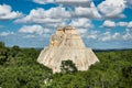 Pyramid of the Magician in ancient Mayan city Uxmal, Mexico