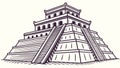 Mayan Pyramid Sketch, Ancient Architecture Drawing, vector design Generative AI Royalty Free Stock Photo