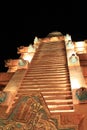 Mayan pyramid stairs at night Royalty Free Stock Photo