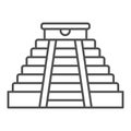 Mayan pyramid thin line icon. Ancient temple vector illustration isolated on white. Aztec monument outline style design