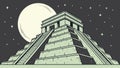 Mayan Pyramid Under Moonlight, Ancient Architectural Wonder, vector design Generative AI Royalty Free Stock Photo