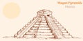 Mayan pyramids - Mexico hand drawing vector illustration