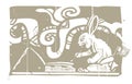 Mayan Rabbit Scribe Woodblock Royalty Free Stock Photo