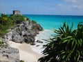 Mayan ruin at Tulum near Playa Del Carmen, Mexico. Royalty Free Stock Photo