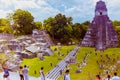 Mayan ruins tourists pyramid Tikal