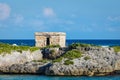 Mayan ruins at tropical coast. Landscape. Closeup. Quintana Roo, Mexico, Cancun, Riviera Maya Royalty Free Stock Photo