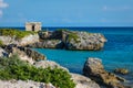 Mayan ruins at tropical coast. Landscape. Seaside. Quintana Roo, Mexico, Cancun, Riviera Maya Royalty Free Stock Photo
