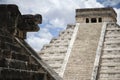 Mayan sculpture and pyramid